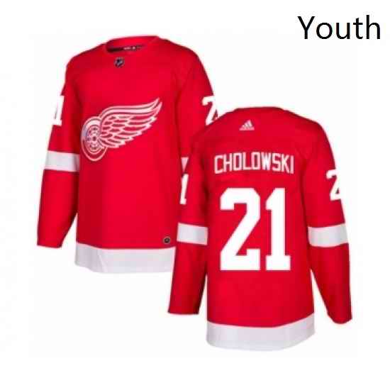 Youth Adidas Detroit Red Wings 21 Dennis Cholowski Authentic Red Home NHL Jersey